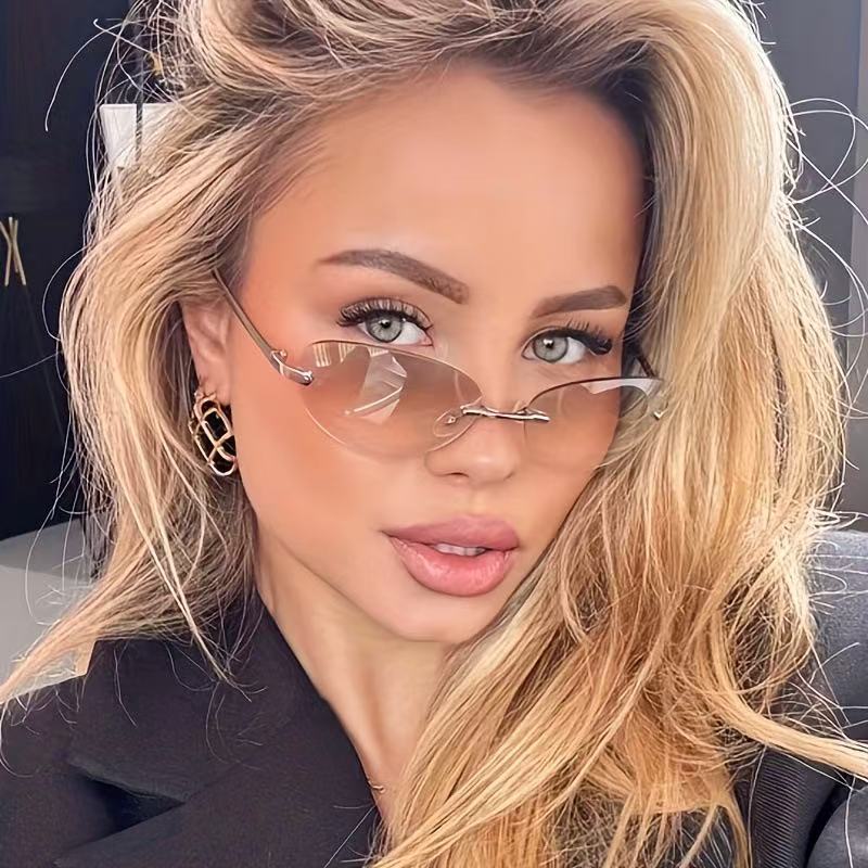 Men'S Fashion Rimless Glasses - Rimless Oval Sunglasses Women Small Oval
