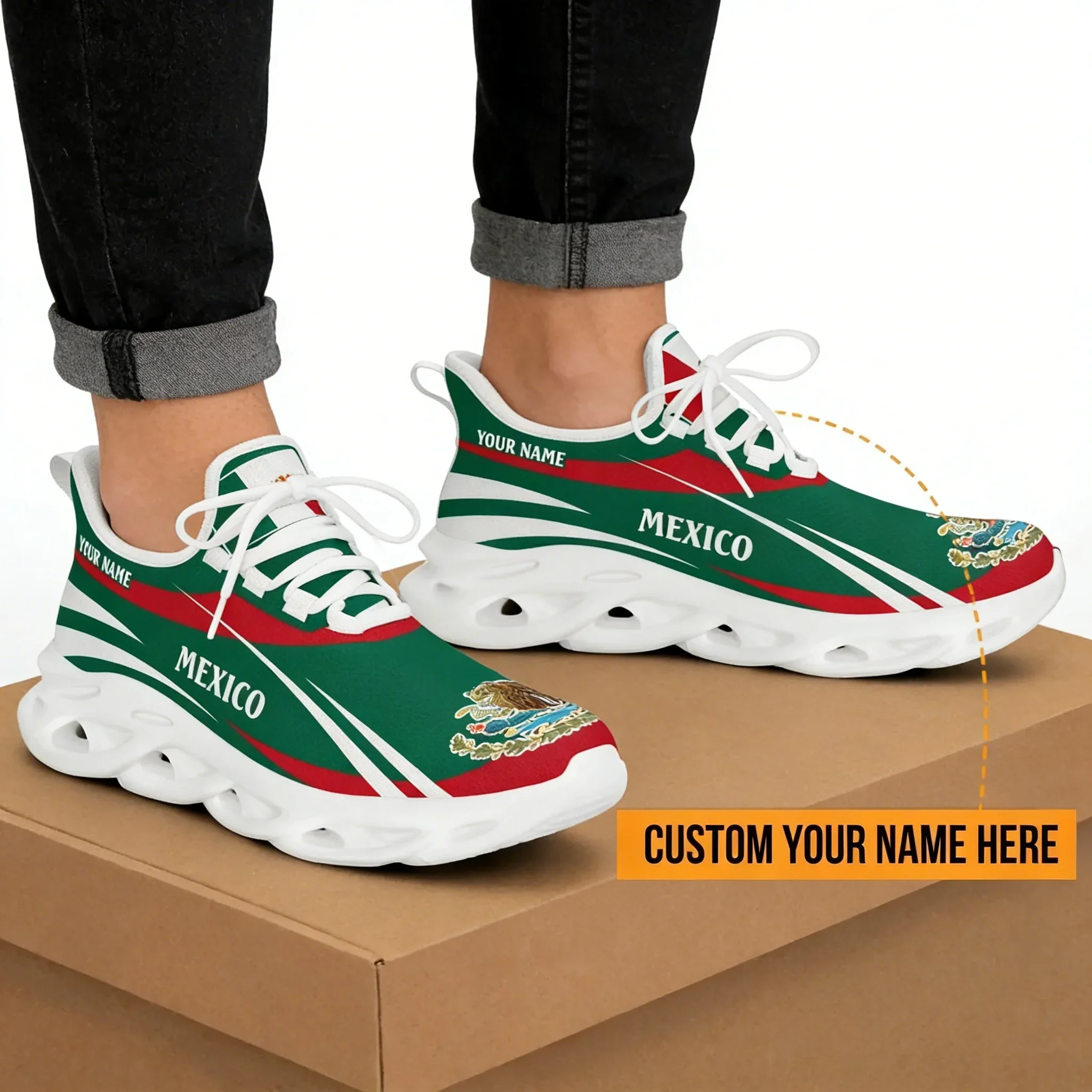 Men'S Fashion Running Shoes - Mexico Flag Men's Sneakers - Non-Slip