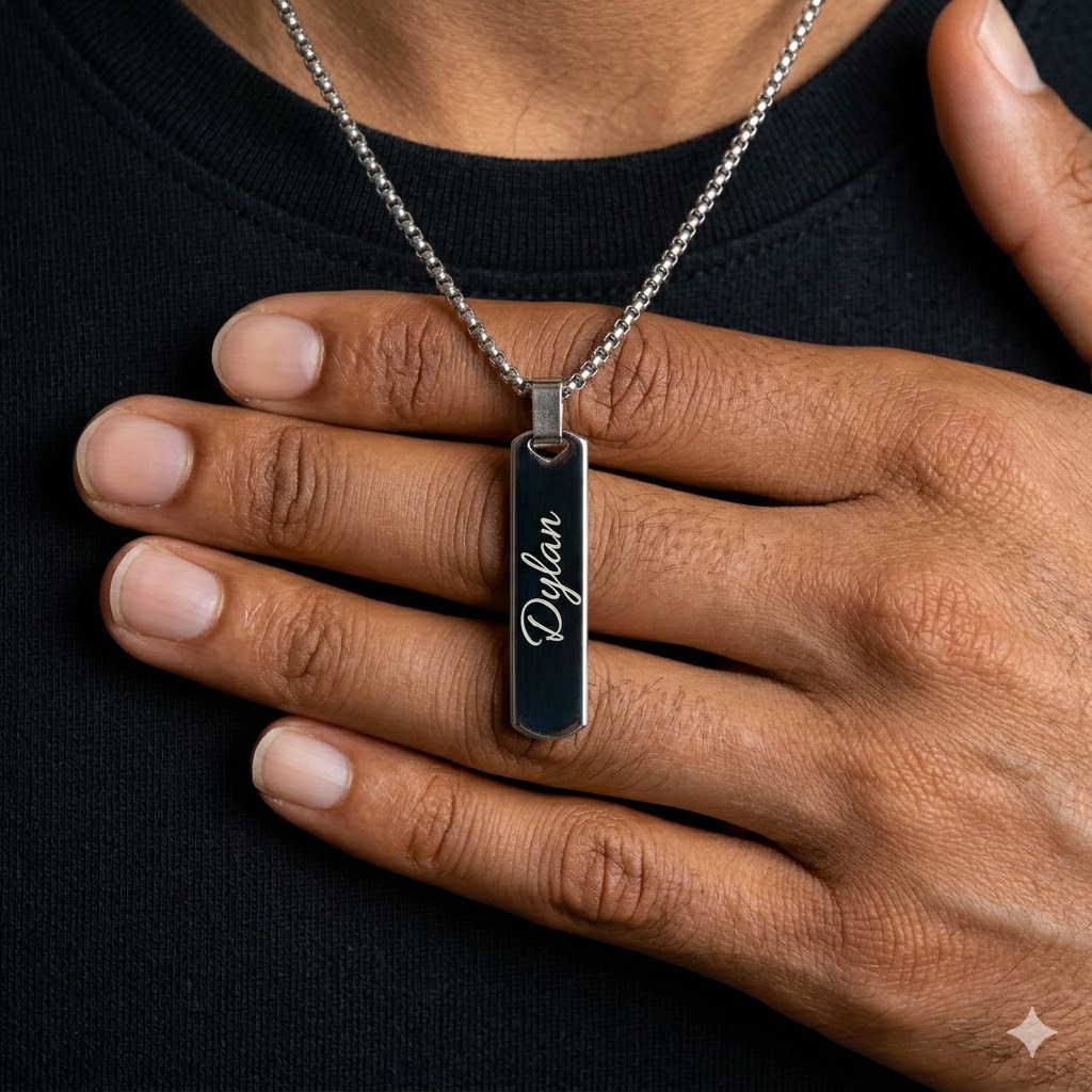 Free Engraving Necklaces for M - Men'S Fashion All Black Outfit recension och pris