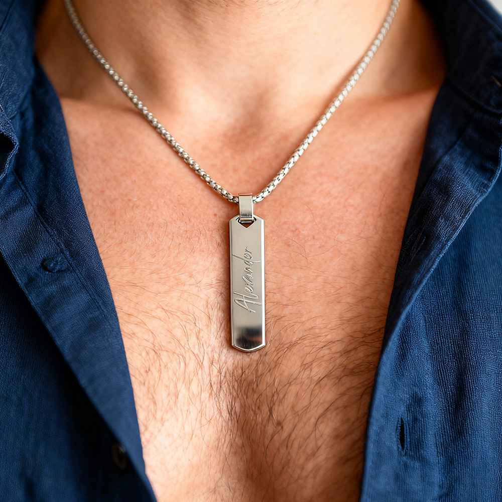 Free Engraving Necklaces for M - Men'S Fashion All Black Outfit recension och pris