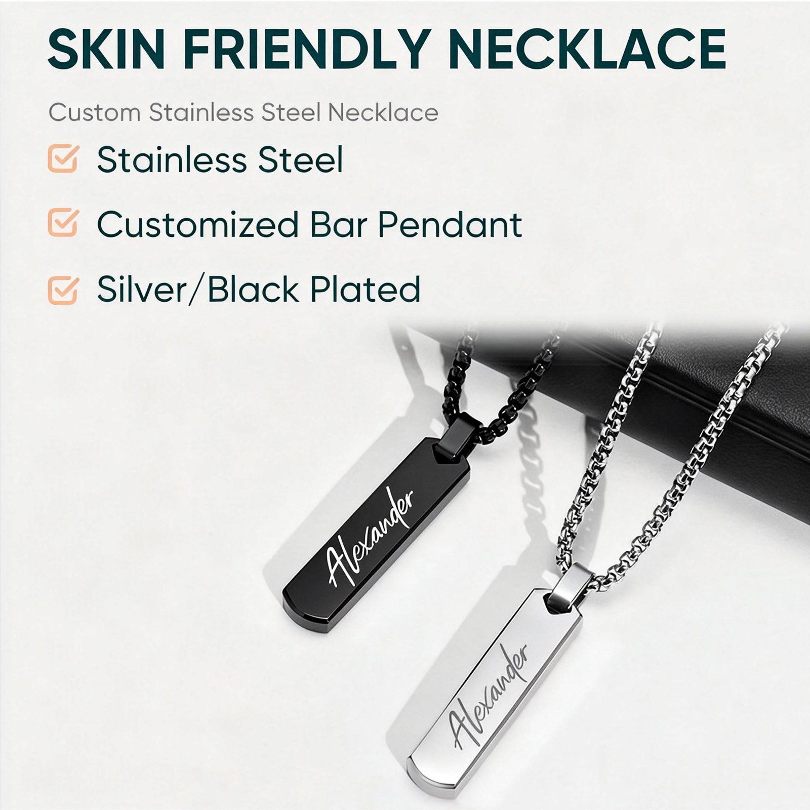 Free Engraving Necklaces for M - Men'S Fashion All Black Outfit recension och pris