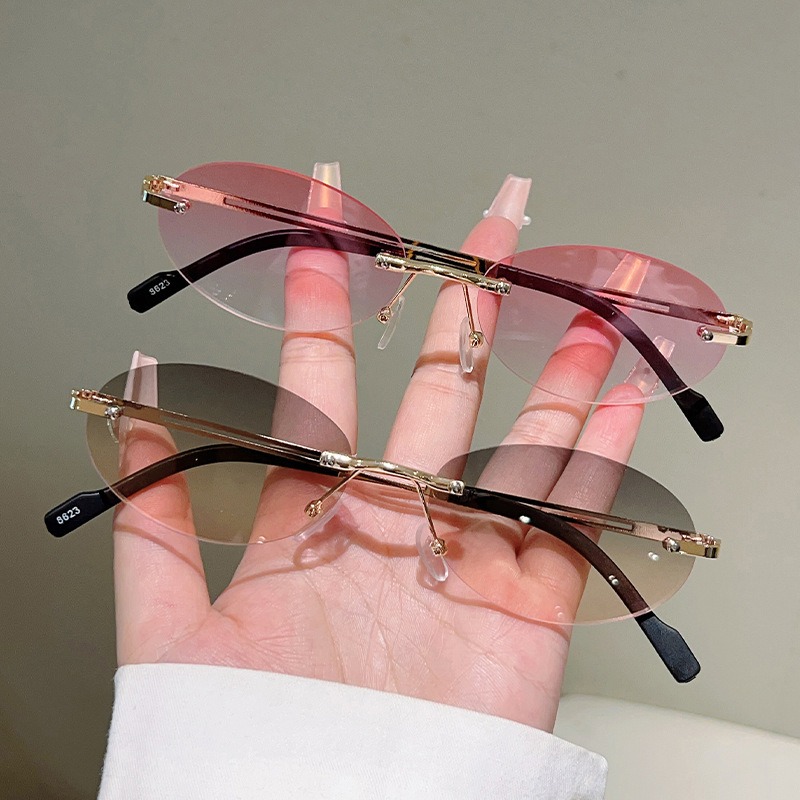 Rimless Oval Sunglasses Men Fa - Men'S Fashion Rimless Glasses recension och pris