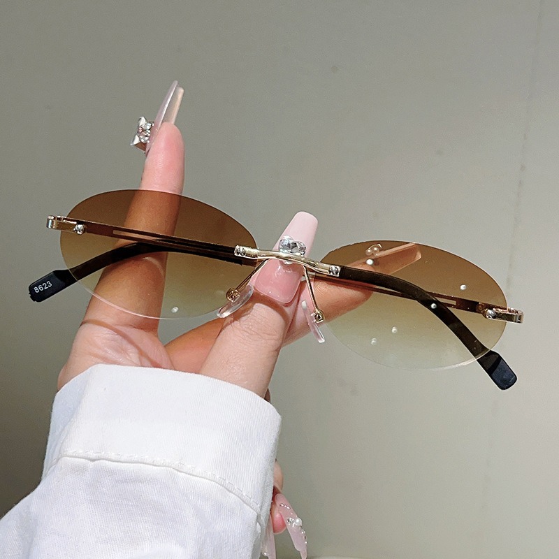 Rimless Oval Sunglasses Men Fa - Men'S Fashion Rimless Glasses recension och pris