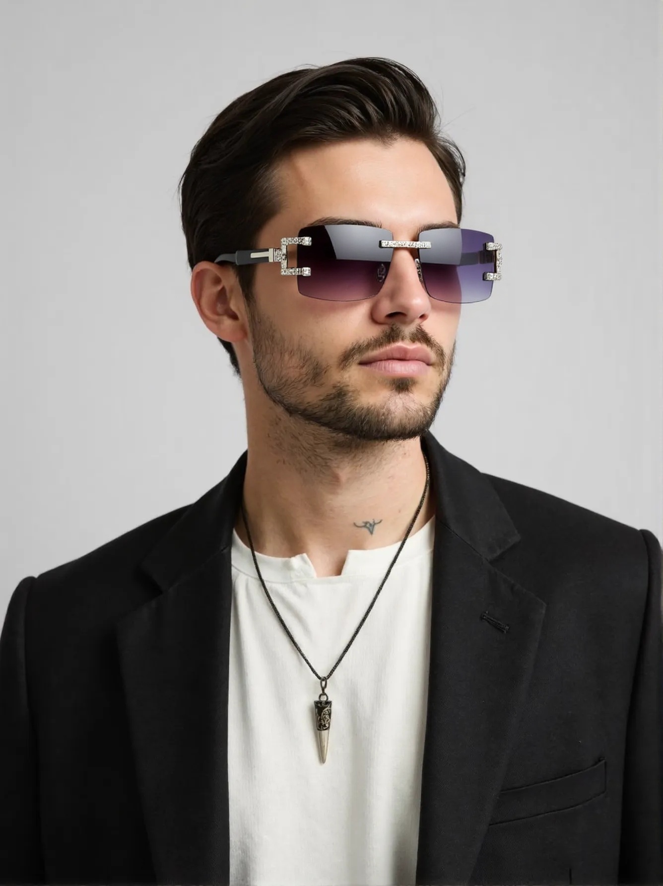 Wood leg retro fashion sunglas - Men'S Fashion Rimless Glasses recension och pris