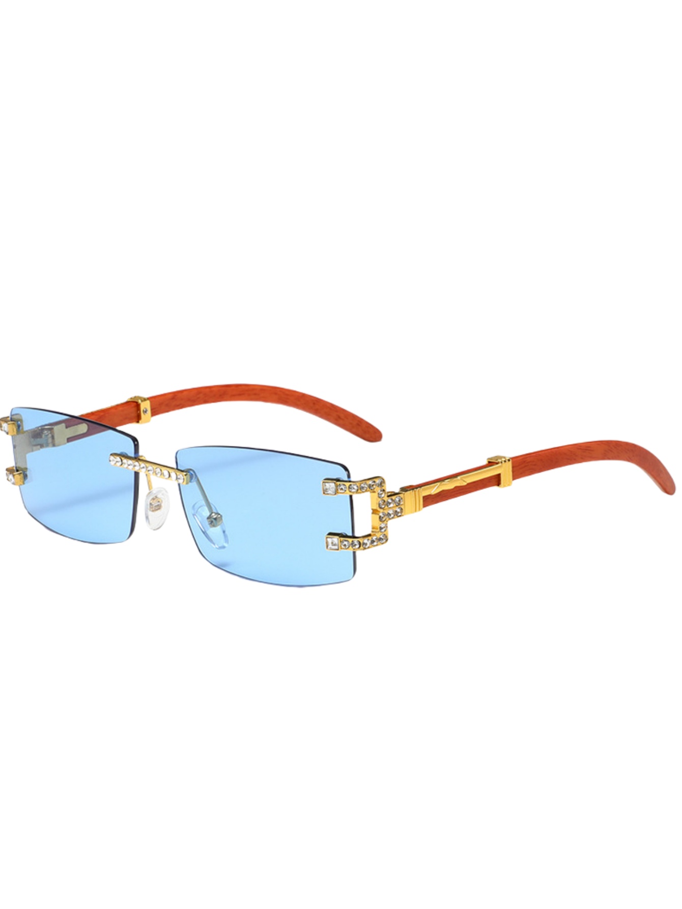 Wood leg retro fashion sunglas - Men'S Fashion Rimless Glasses recension och pris