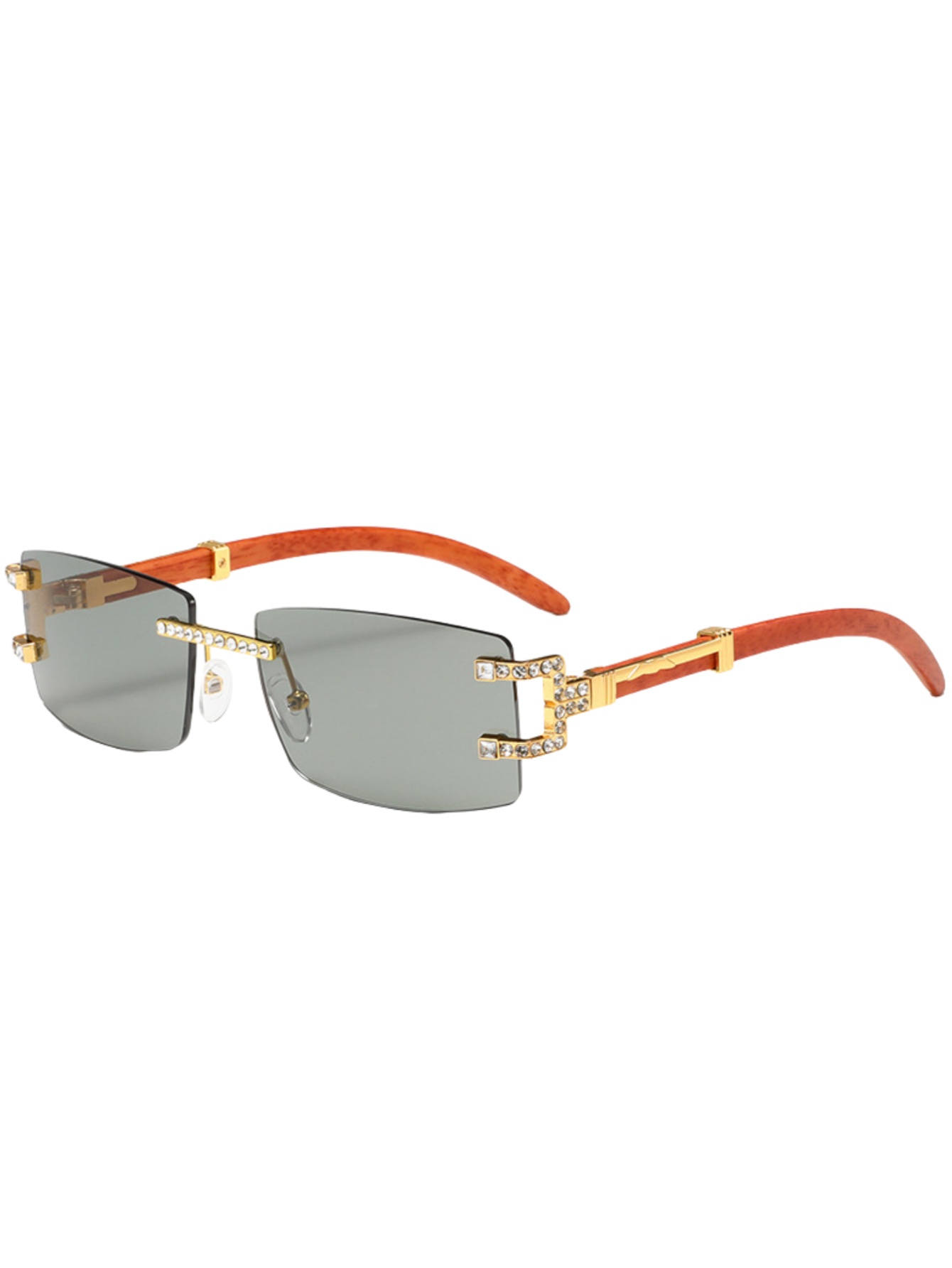 Wood leg retro fashion sunglas - Men'S Fashion Rimless Glasses recension och pris
