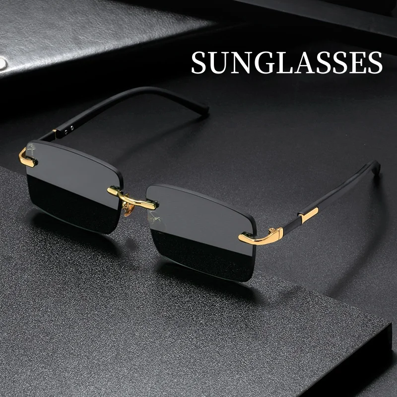 Fashion Rectangle Sunglasses M - Men'S Fashion Rimless Glasses recension och pris