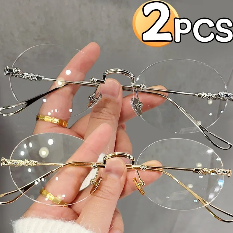 1/2Pcs Rimless Oval Glasses fo - Men'S Fashion Rimless Glasses recension och pris