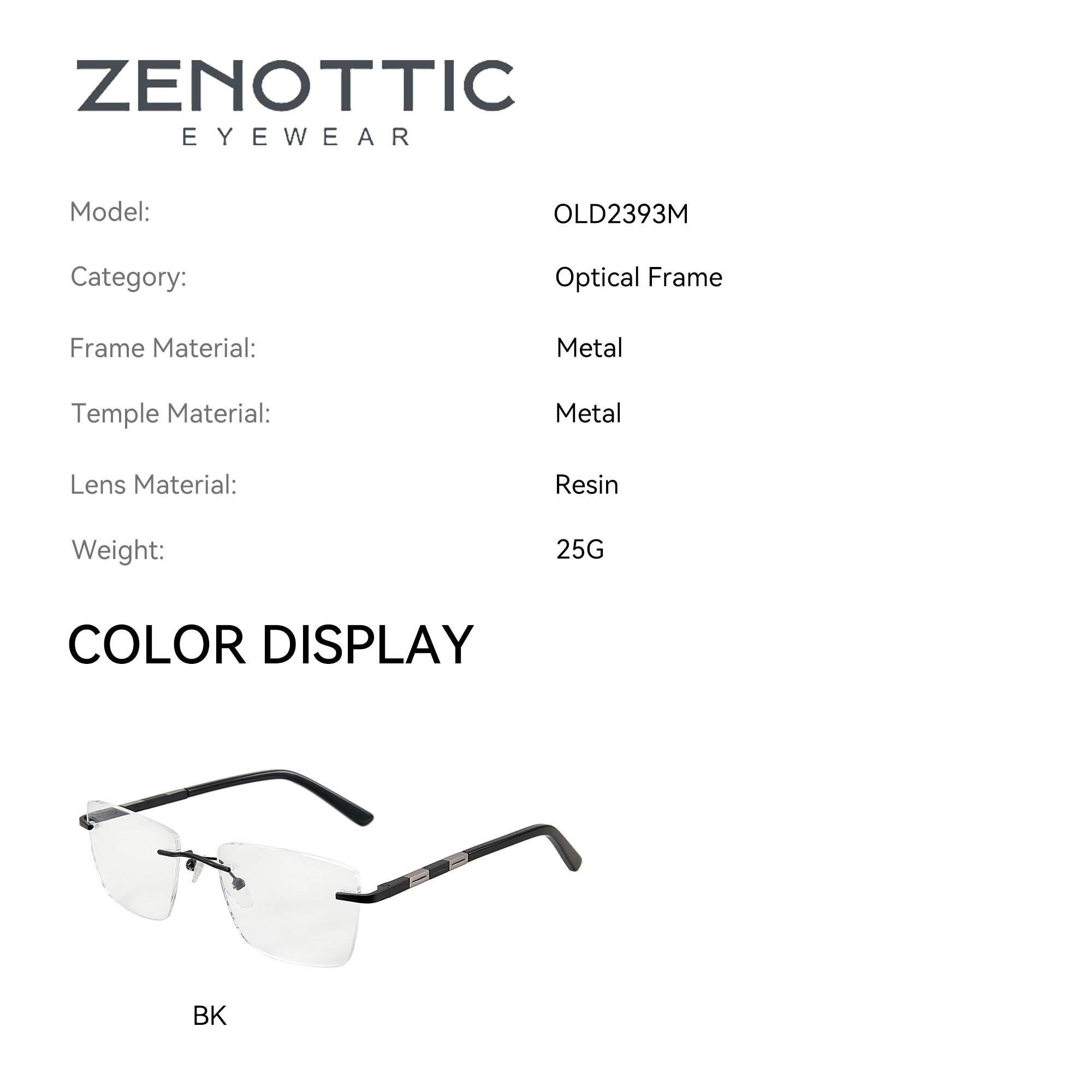 ZENOTTIC M Size Fashion Rectan - Men'S Fashion Rimless Glasses recension och pris